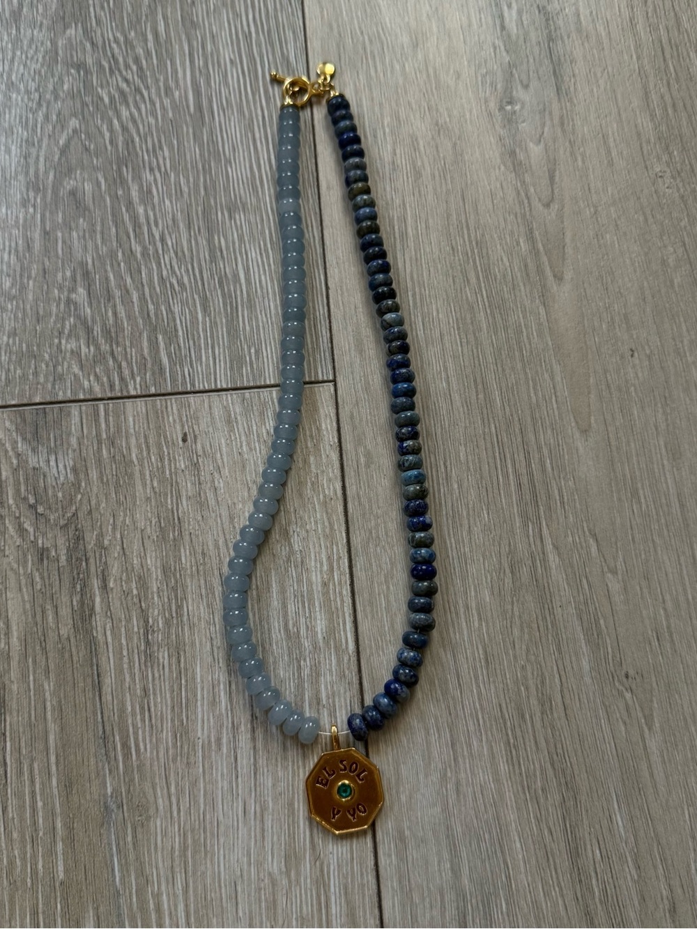 Mayamar Handmade Blue and Gray Beaded Pendant Necklace